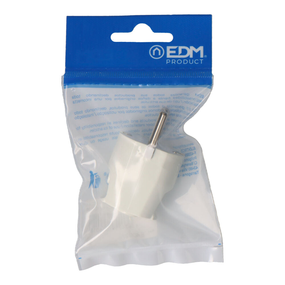 F-type plug 4.8mm 10/16A T/TL White EDM E40997