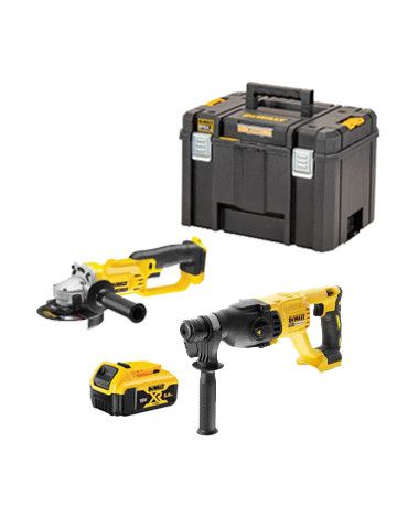 Set Dewalt DCK2027P2T 18V XR - Martillo Electroneumático DCH133 + Amoladora DCG412 + Maletín + 2 Baterias LI-ION 5.0 Ah