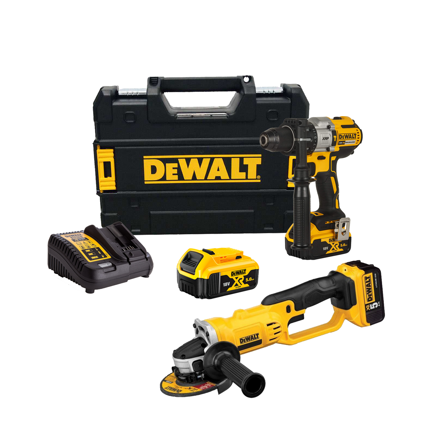 Combo Dewalt XRP DCD996P2 Hammer Drill + DCG412N Grinder