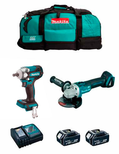 Kit Makita Impact wrench DTW285 + Mini-grinder DGA504 + 2bat 5Ah + charger + bag LXT600 DLX2285BL2