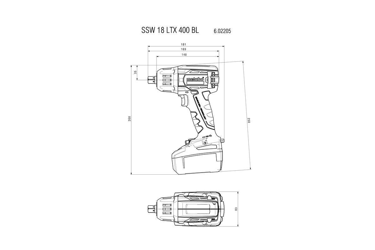 Atornillador de impacto de batería Metabo SSW18LTX400BL METABO - 4