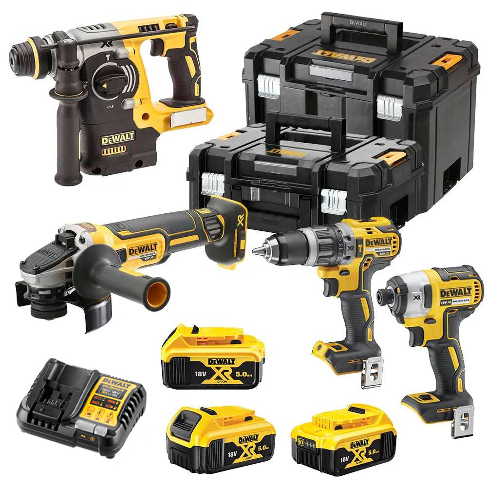 Power Kit Dewalt Hammer + Drill + Grinder + Cordless Impact Screwdriver DCK422P3T