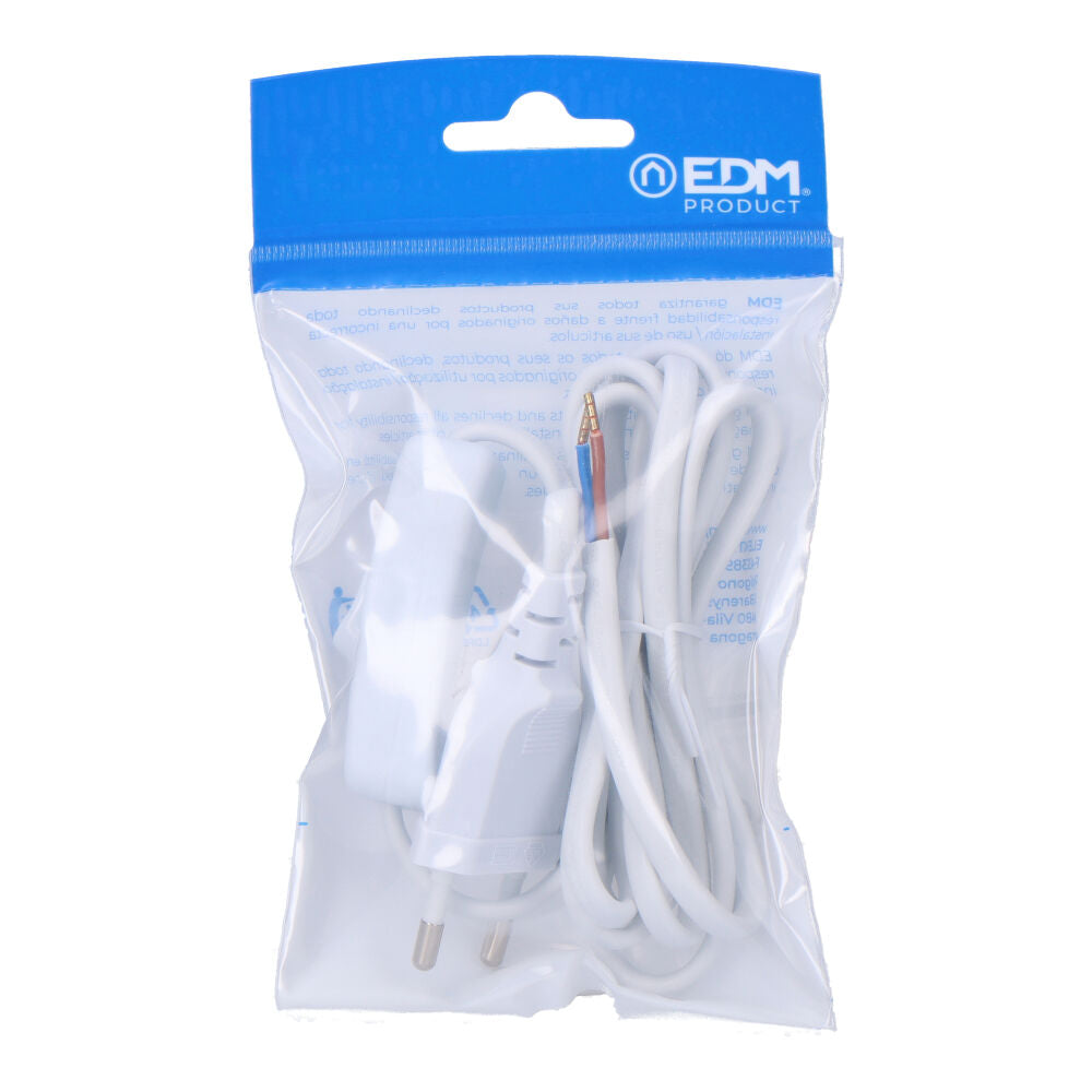 Connection with 3A switch, 1.5m, 2x0.75mm white flat cable, EDM