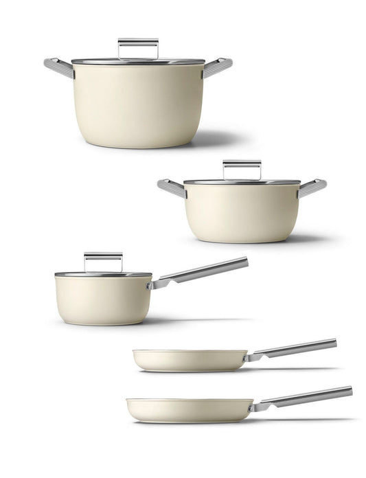 Conjunto 5 piezas menaje para cocina Crema Mate Smeg