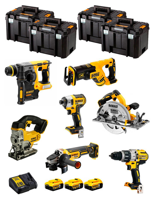 Dewalt Kit 7 tools + 3 bat 5ah + DCB115 Charger + 4xTstak VI Kit DCK767P3