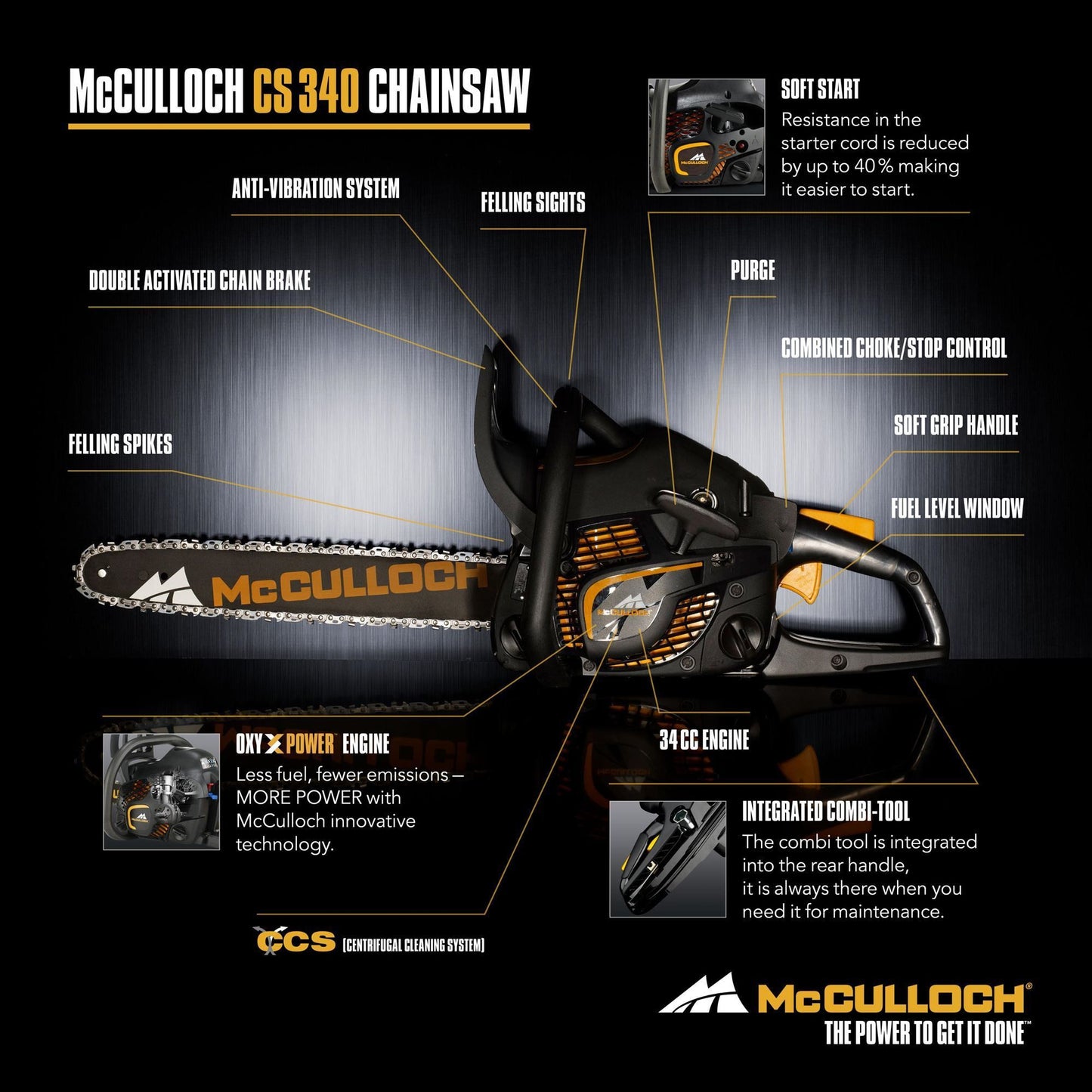 Motosierra a Gasolina 1.3kW 35cm McCulloch CS 340 MCCULLOCH - 2