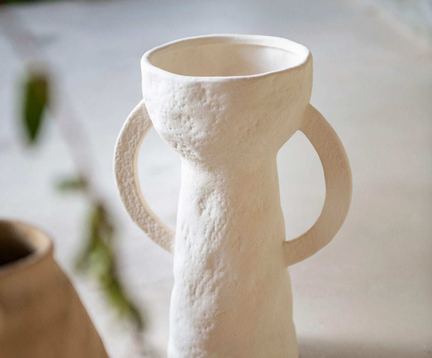 Dulia white stoneware decorative vase 28cm Andrea House