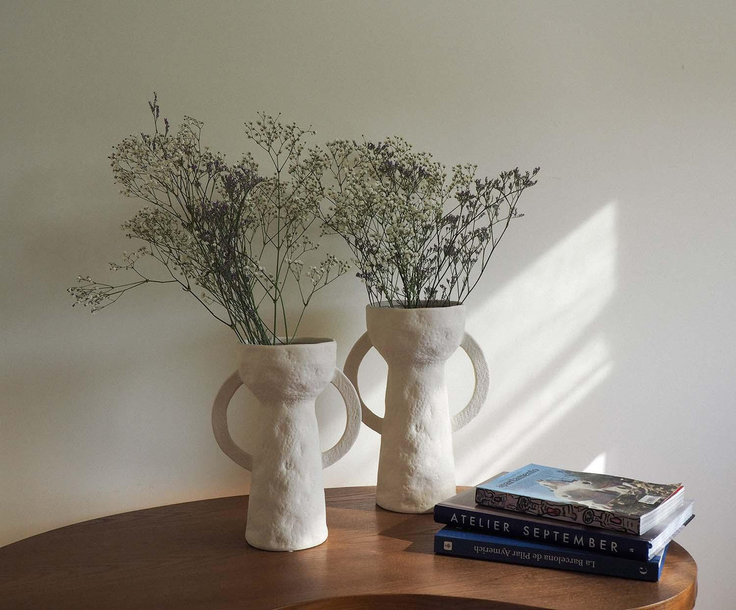 Dulia white stoneware decorative vase 28cm Andrea House