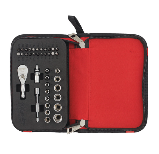 Juego compacto de carraca de 1/4 con accesorios Milwaukee