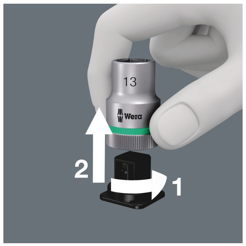 Set of 9 Zyklop hexagonal sockets with holding function, Wera 8740 C HF 1