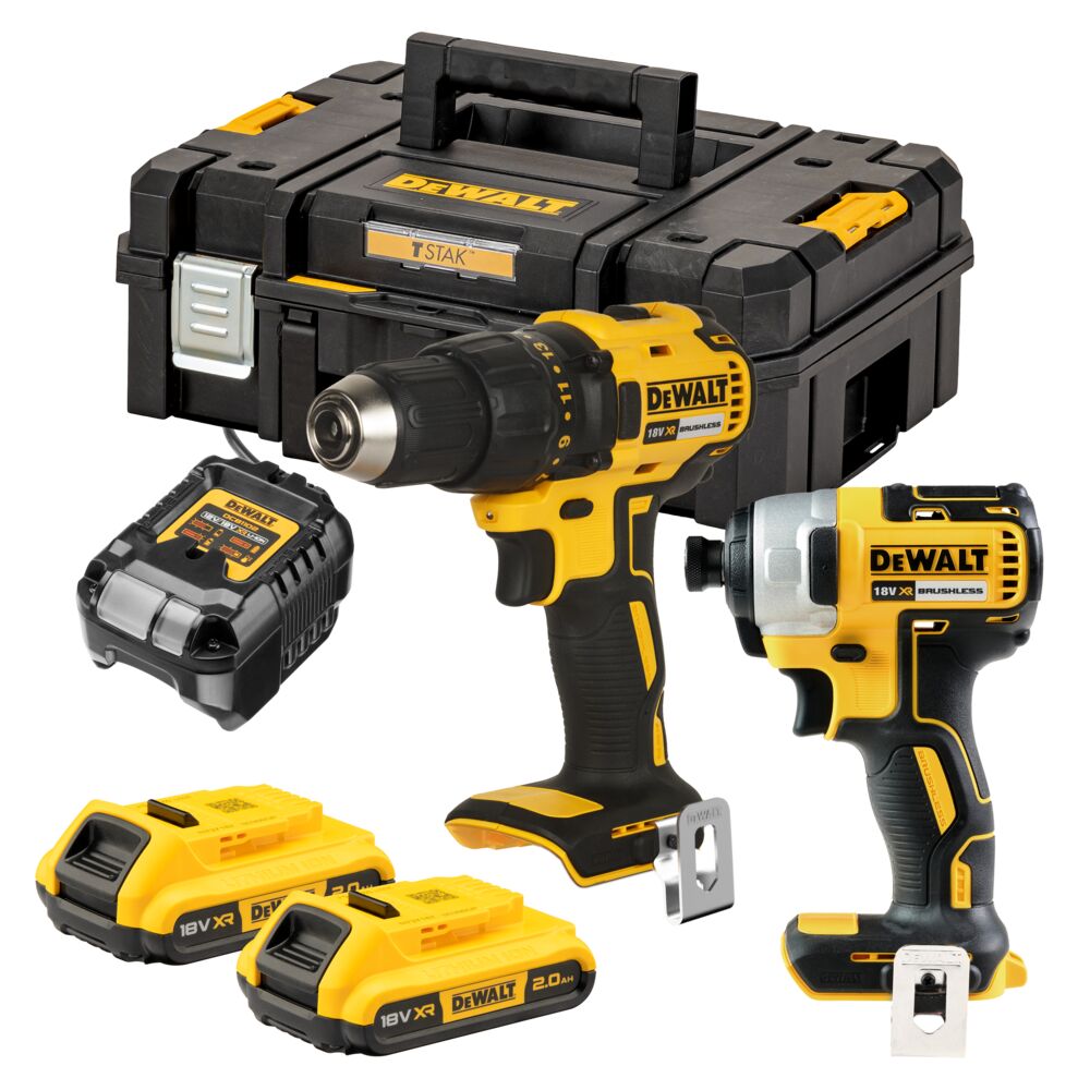 DCD777 Drill/Driver Kit + DCF787 XR 18V Impact Driver + 2 2Ah Batteries + Charger + Case Dewalt DCK2059D2T