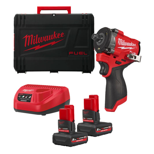 M12 Impact Wrench + 2 5.0Ah Bat + Charger + Milwaukee M12 Case FCIWF12G3-502X