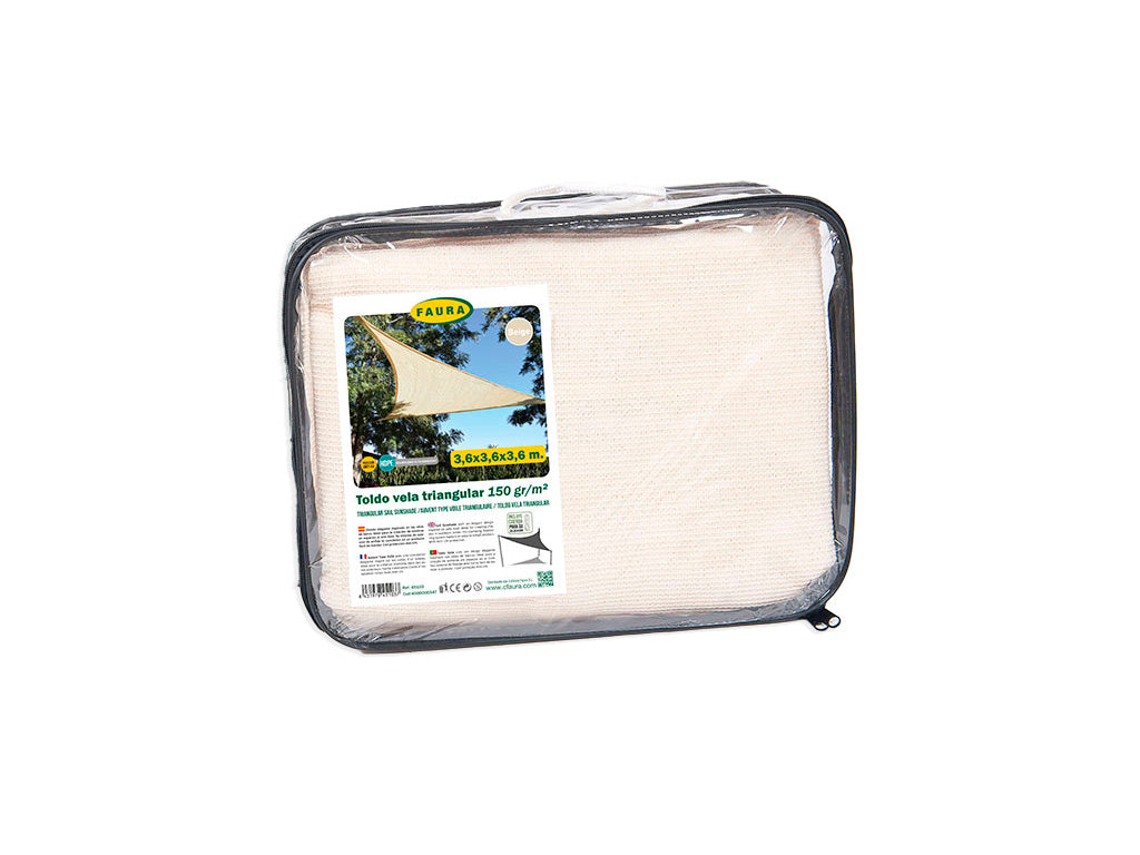 Beige Triangular Sail Awning 3.6x3.6x3.6m Faura