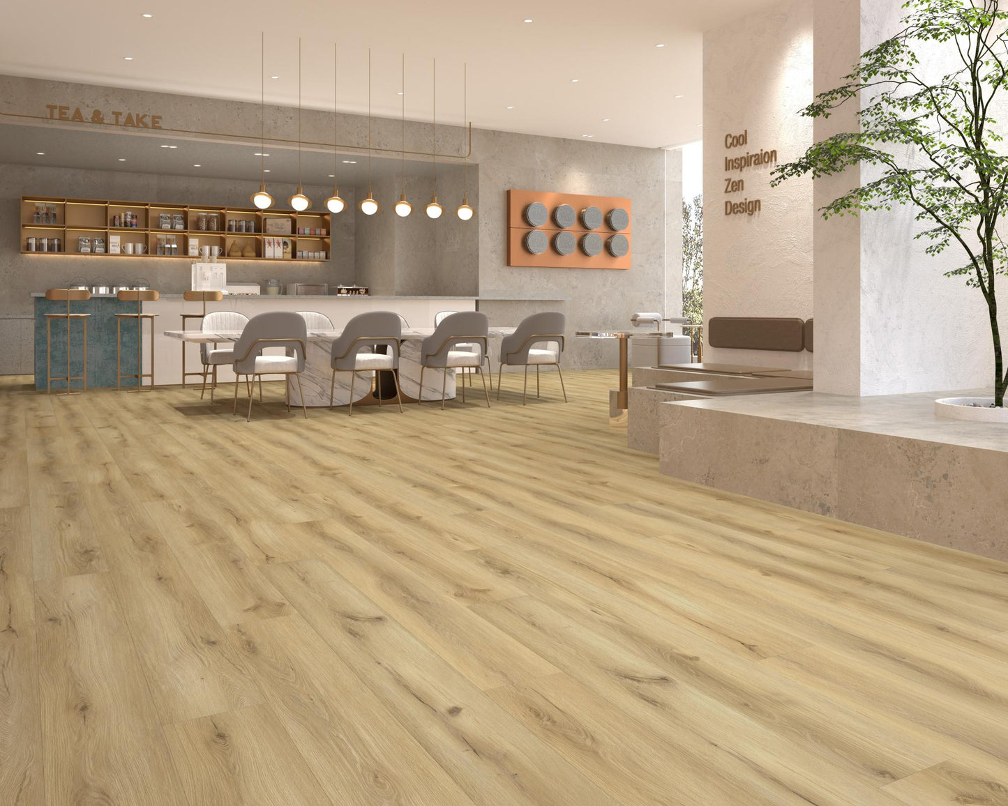 Box 2.36m2 Click SPC Flooring 100% Waterproof Oak Ultramatt Natural 23x184.2 cm Dune