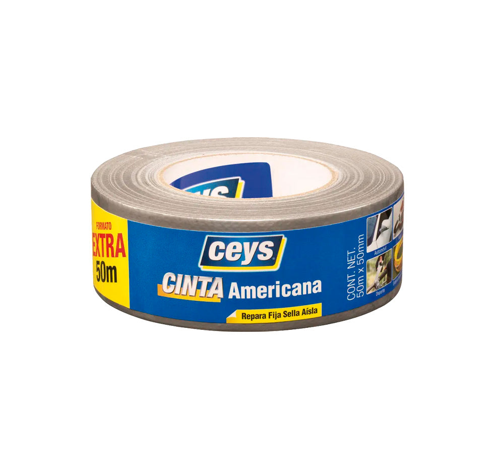 Cinta americana plata rollo 50mx50mm Ceys