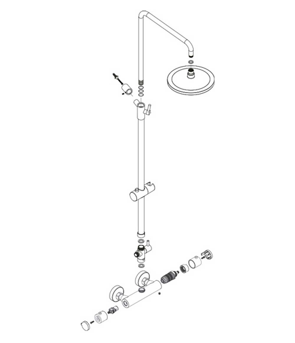 Grifo termostático para Ducha con Columna telescópica. Rociador ø200mm Grifería Borras