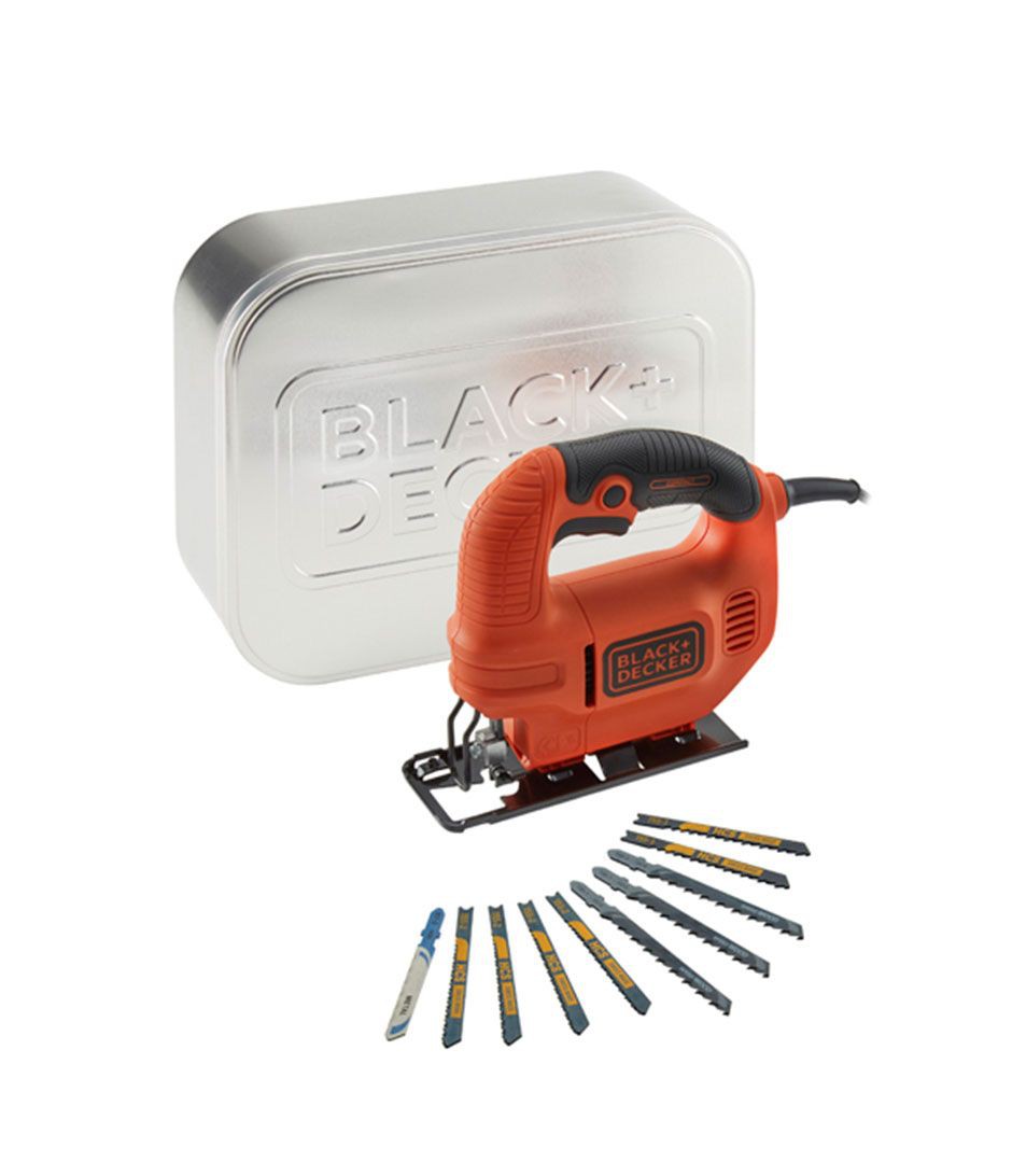 1. Sierra de calar Black & Decker KS501AT - caladora 400 W + caja de lata + hojas de calar